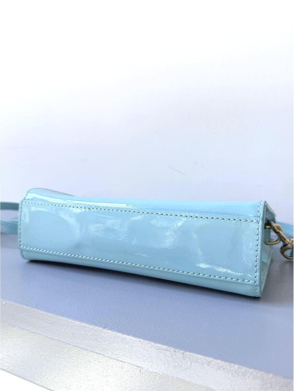 VTG Dooney & Bourke Sea Glass Blue Patent Leather Crossbody - Picture 6 of 10